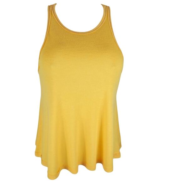 Free People Yellow Burn Out Ribbed Summer Athletic Tank Top XS - Picture 1 of 4